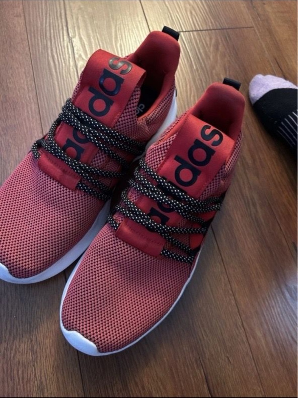 adidas Men’s Red Mesh Athletic Sneakers with Black Accents